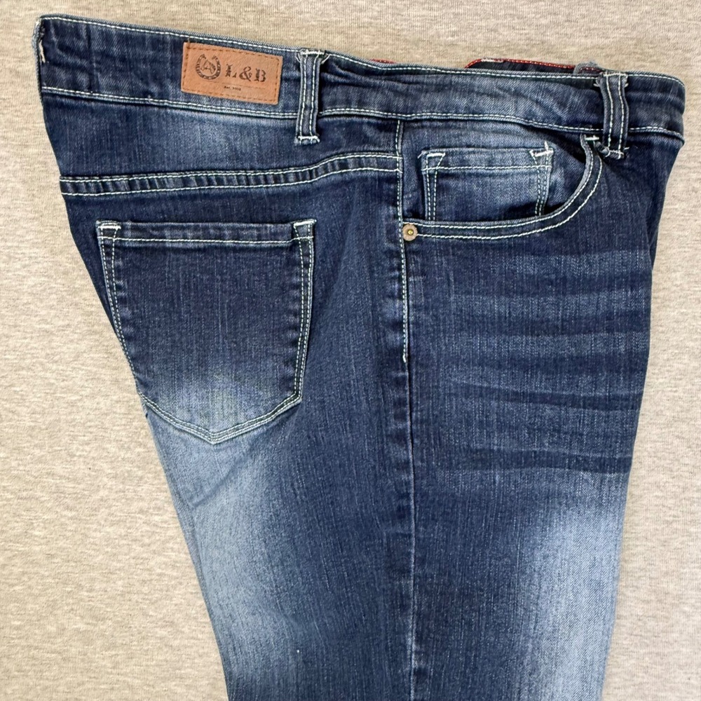 L&B Lucky & Blessed Womens Size 12 Dark Wash‎ Straight Leg Stretch Denim Jeans